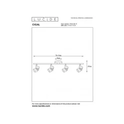 Lucide CIGAL - Plafondspot - Ø 9 cm - LED - GU10 - 4x5W 2700K - Koper