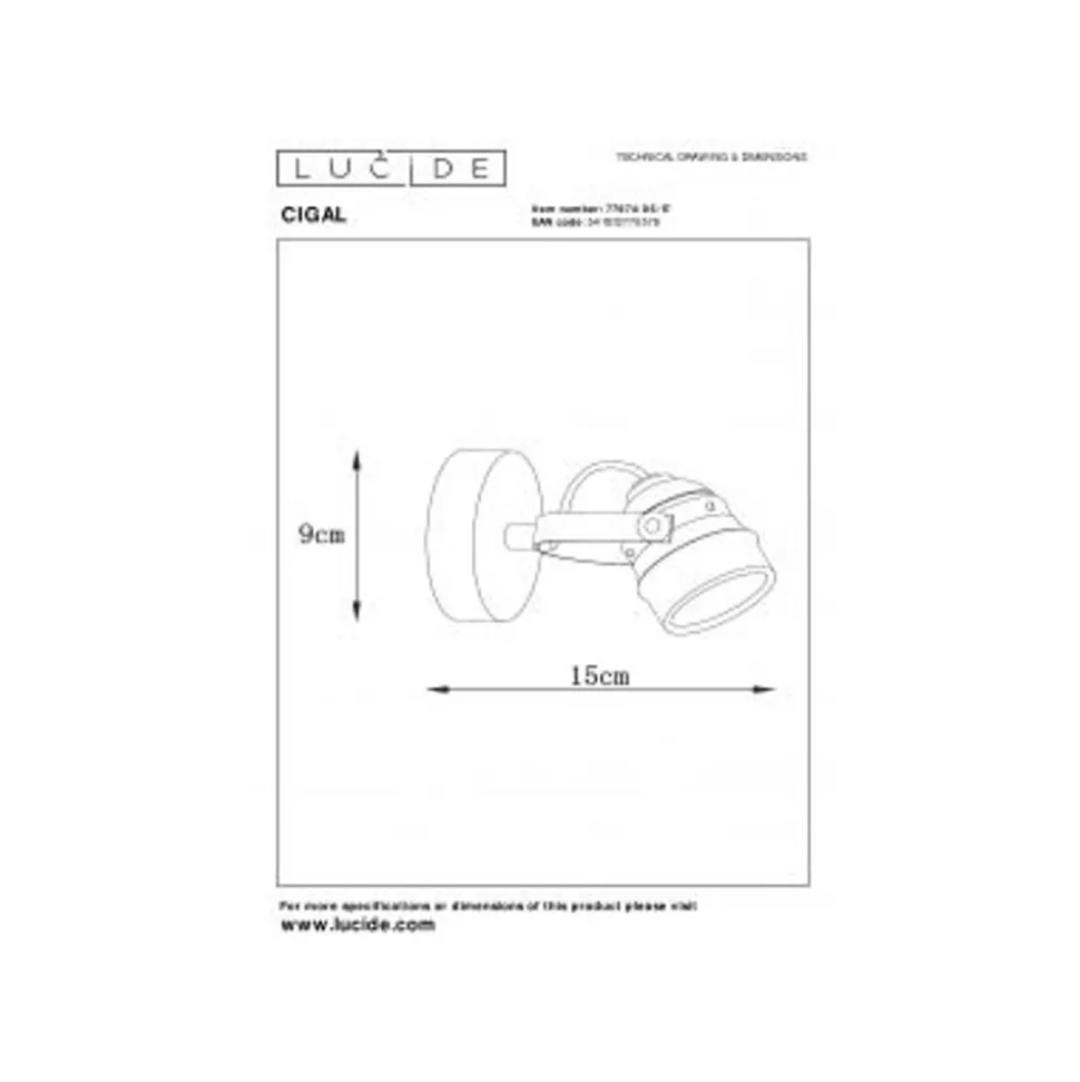 Lucide CIGAL - Plafondspot - Ø 9 cm - LED - GU10 - 1x5W 2700K - Koper