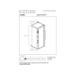 Lucide CLAIRE - Wandlamp Buiten - 2xE27 - IP54 - Antraciet Lucide