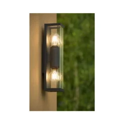 Lucide CLAIRE MINI - Wandlamp Buiten - 2xE27 - IP54 - Antraciet Lucide