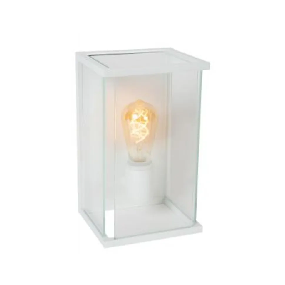 Lucide CLAIRE Wandlamp Buiten-Wit-1xE27-15W-IP54-Glas