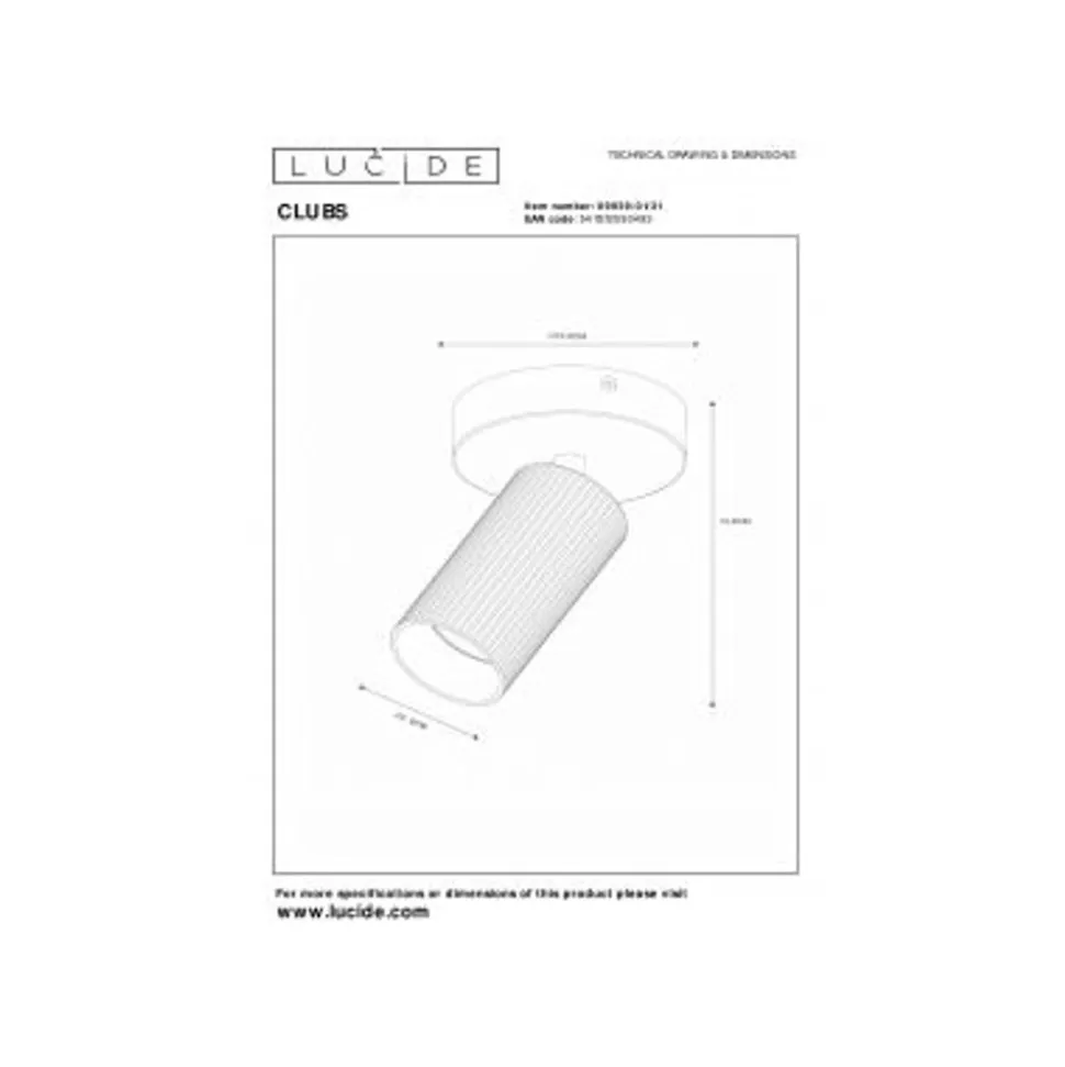 Lucide CLUBS Plafondspot-Wit-1xGU10-40W-Alumin.