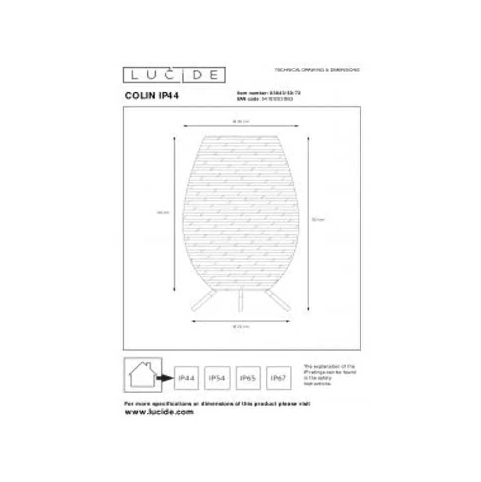 Lucide COLIN IP. Tafellamp Buiten-Nature.-LED Dimb.-3W