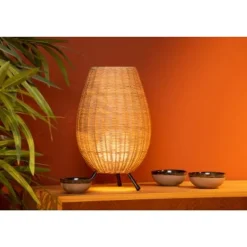 Lucide COLIN Tafellamp-Nature.-Ø22-1xG9-3W-Rotan