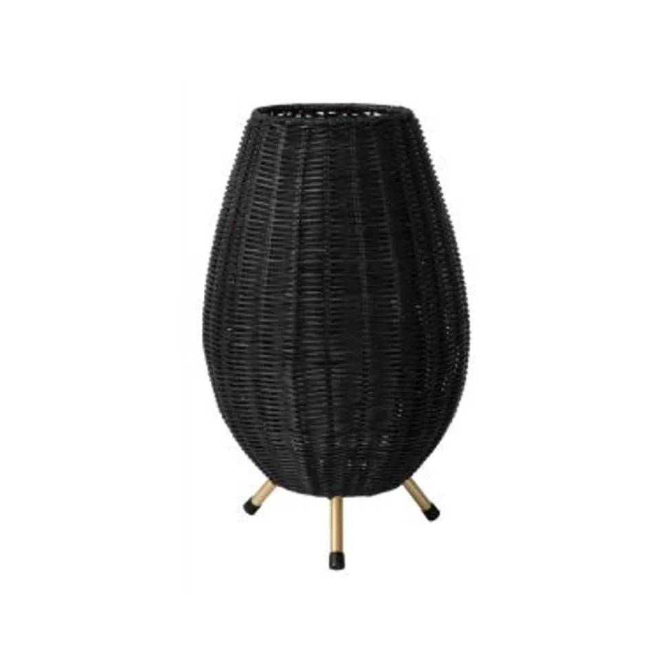 Lucide COLIN Tafellamp-Zwart-Ø22-1xG9-3W-Rotan