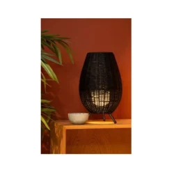 Lucide COLIN Tafellamp-Zwart-Ø22-1xG9-3W-Rotan