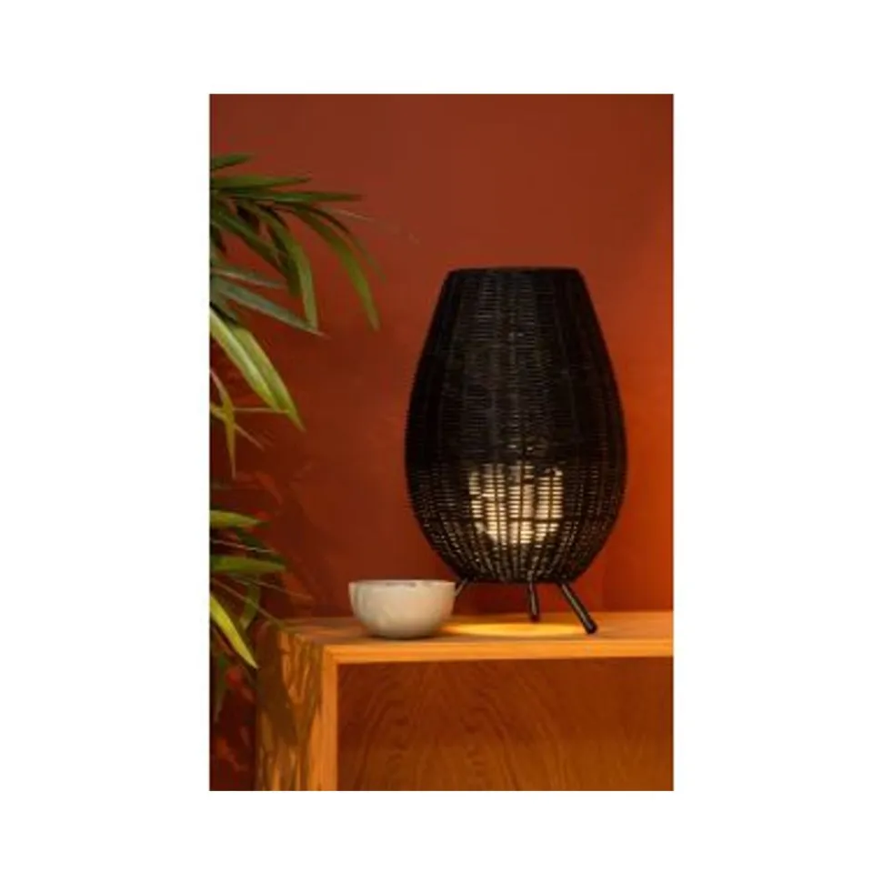 Lucide COLIN Tafellamp-Zwart-Ø22-1xG9-3W-Rotan