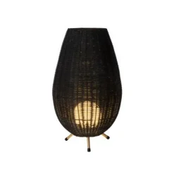Lucide COLIN Tafellamp-Zwart-Ø30-1xG9-3W-Rotan