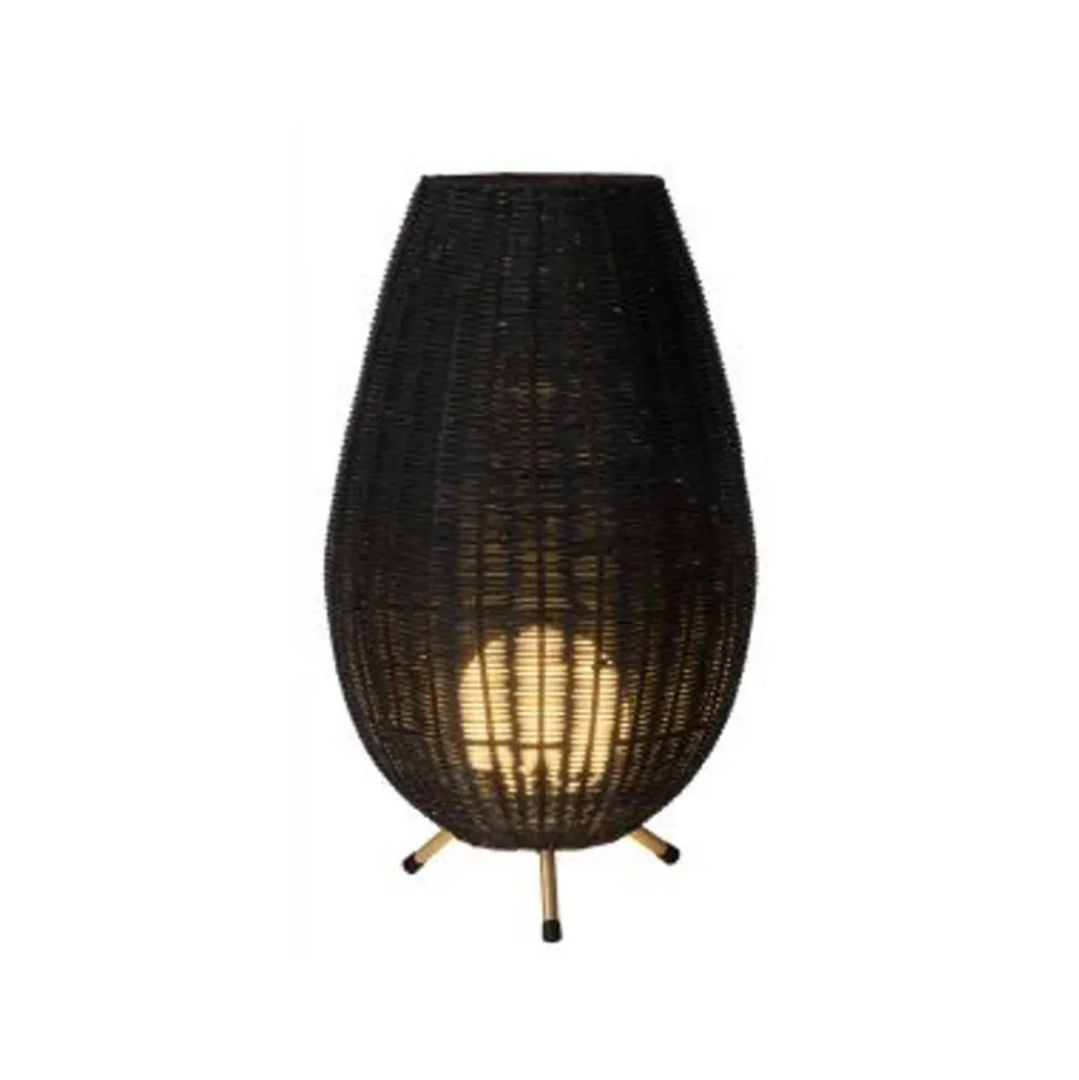Lucide COLIN Tafellamp-Zwart-Ø30-1xG9-3W-Rotan
