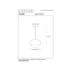 Lucide COOPER - Hanglamp - Ø 30 cm - 1xE27 - Zwart