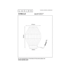 Lucide CORDULLE Tafellamp-Grijs-1xE27-40W-Papier