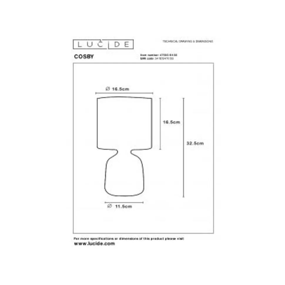 Lucide COSBY - Tafellamp - Ø 16,5 cm - 1xE14 - Grijs Lucide