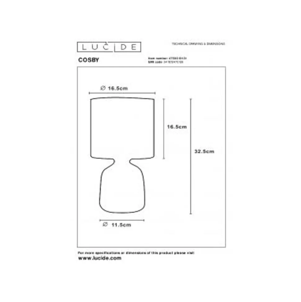 Lucide COSBY - Tafellamp - Ø 16,5 cm - 1xE14 - Wit
