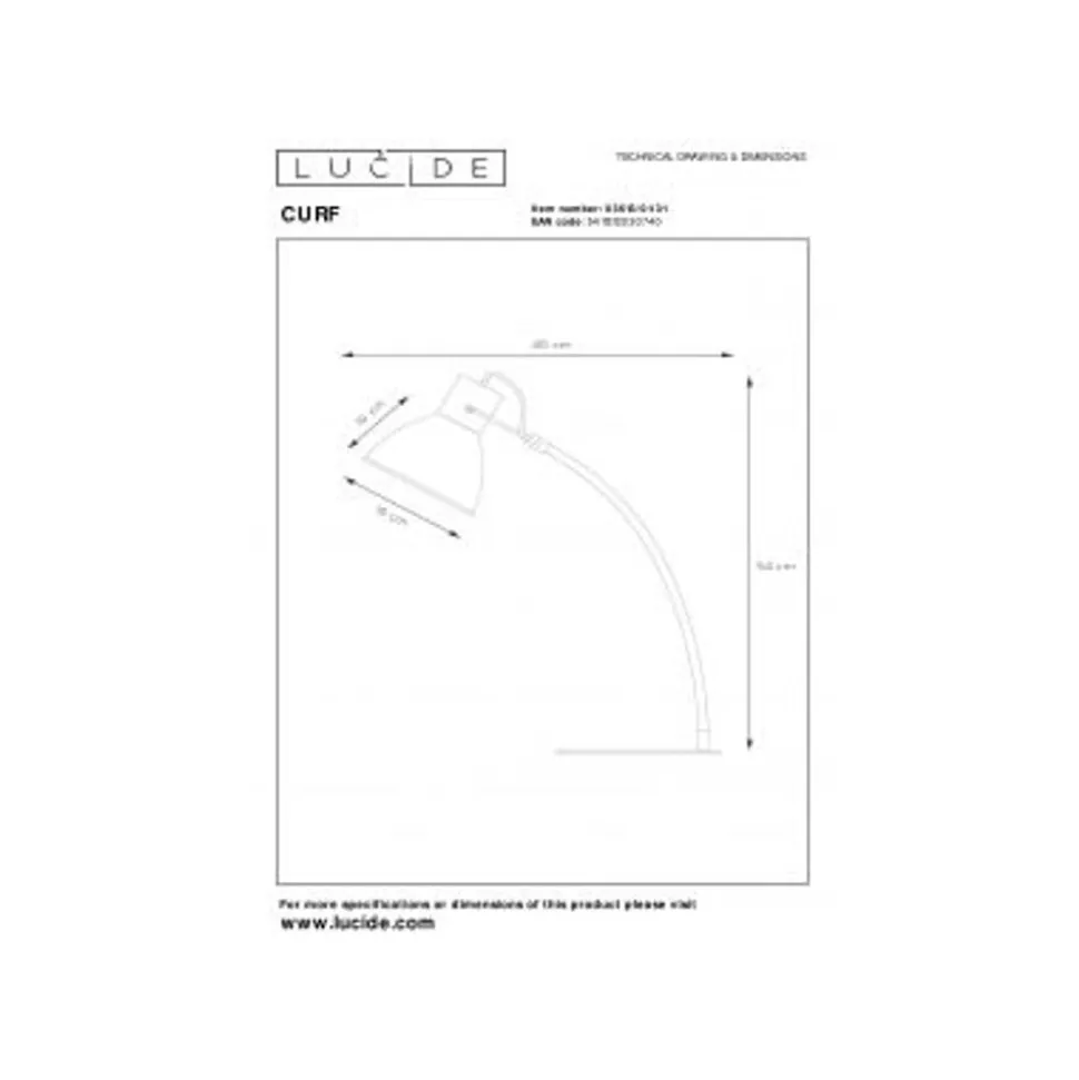 Lucide CURF - Bureaulamp - 1xE27 - Wit