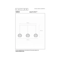 Lucide DANZA Hanglamp-Mat Go.-3xE27-40W-Metaal