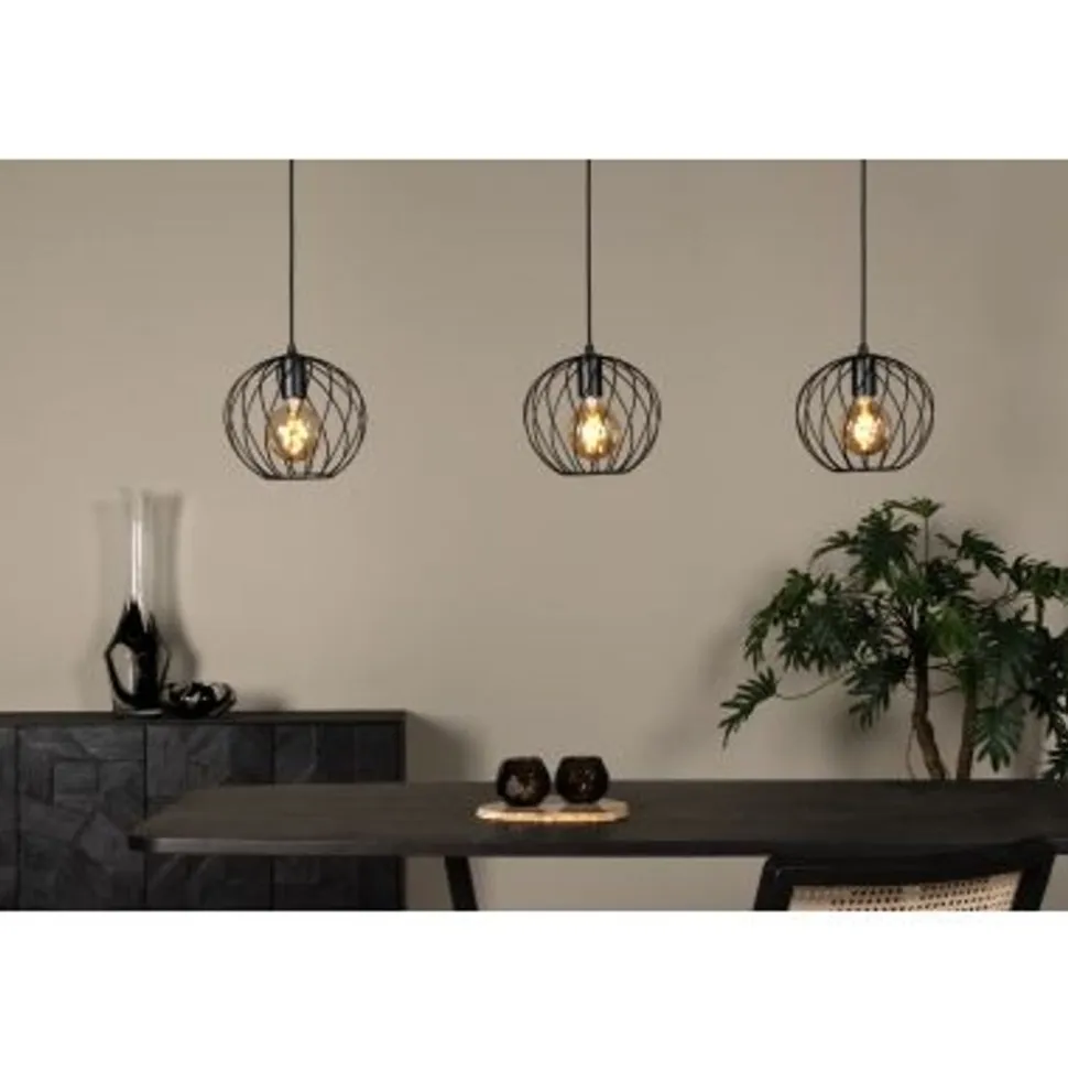 Lucide DANZA Hanglamp-Zwart-3xE27-40W-Metaal