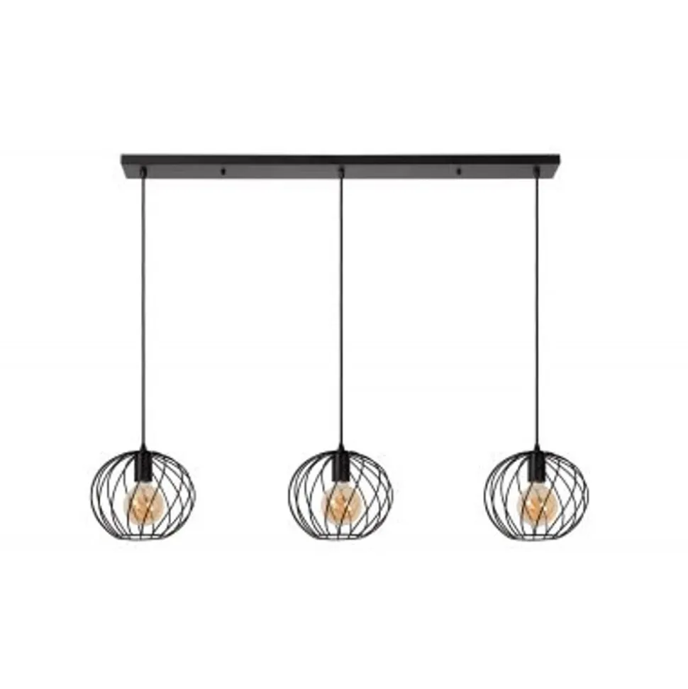 Lucide DANZA Hanglamp-Zwart-3xE27-40W-Metaal