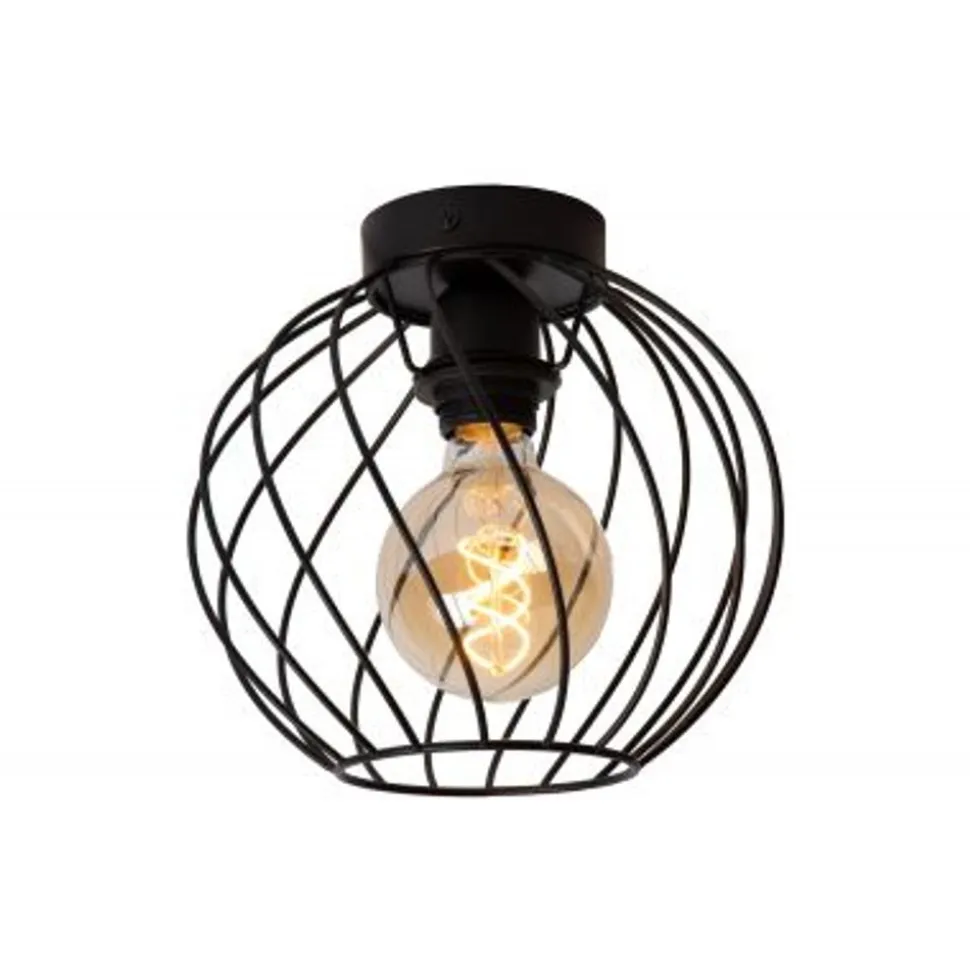 Lucide DANZA Plafonnière-Zwart-Ø25-1xE27-40W-Metaal