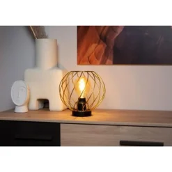 Lucide DANZA Tafellamp-Mat Go.-Ø25-1xE27-40W-Metaal