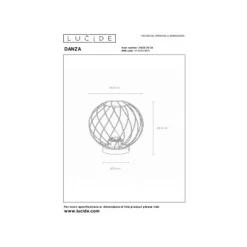 Lucide DANZA Tafellamp-Zwart-Ø25-1xE27-40W-Metaal