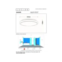 Lucide DASHER Plafonnière Badk.-Zwart-Ø34,8-LED-18W-2700K