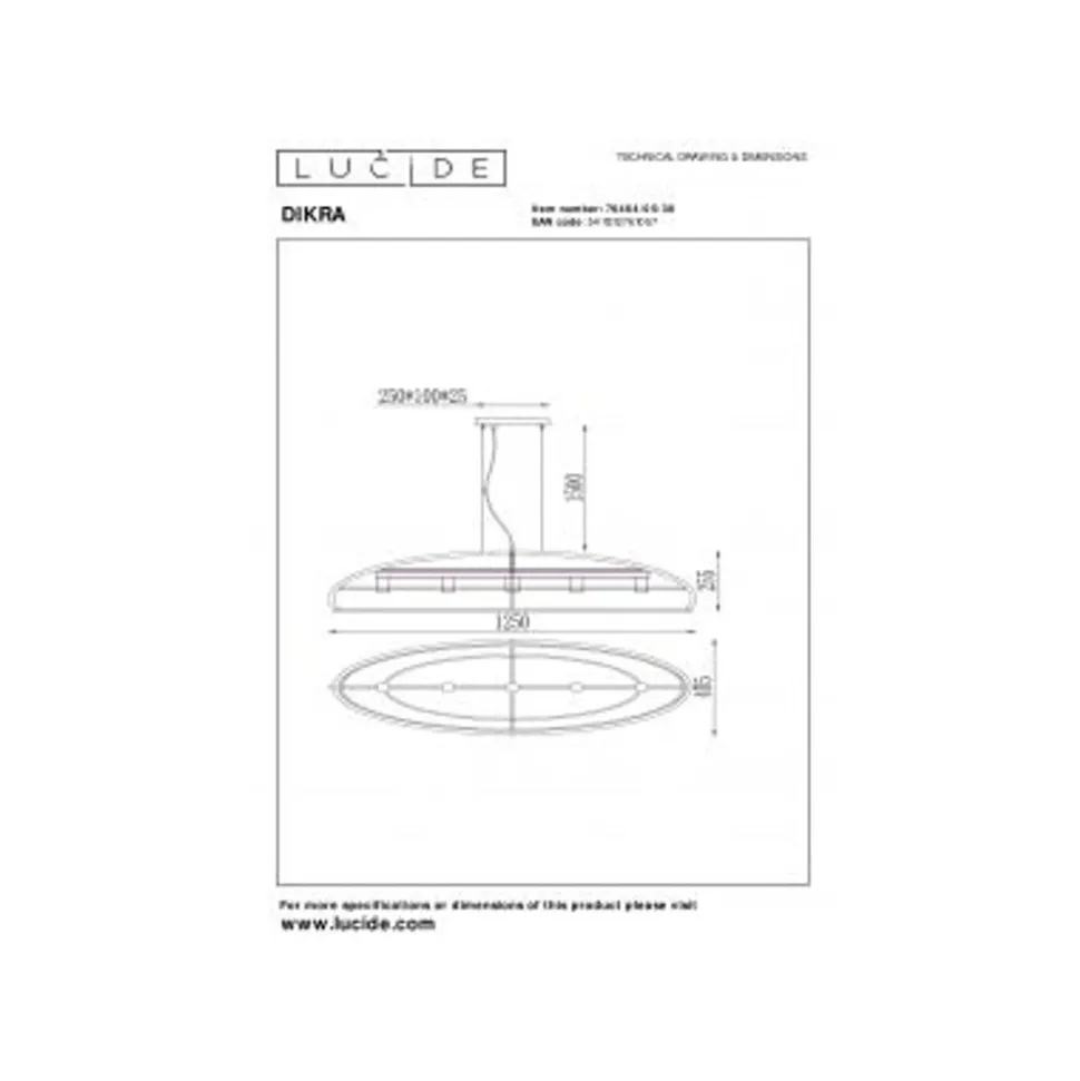 Lucide DIKRA Hanglamp-Zwart-5xE27-60W-Metaal