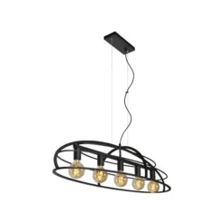 Lucide DIKRA Hanglamp-Zwart-5xE27-60W-Metaal