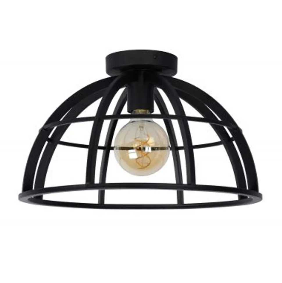 Lucide DIKRA Plafonnière-Zwart-1xE27-60W-Metaal