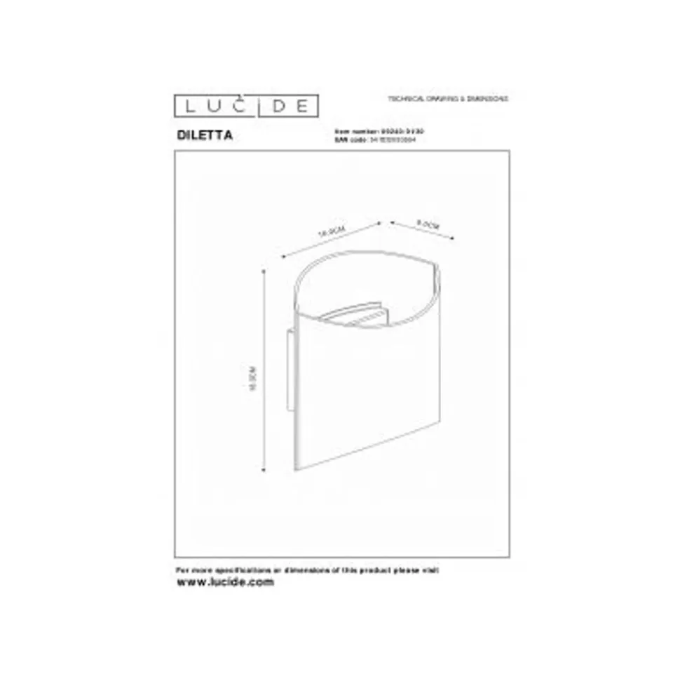 Lucide DILETTA Wandlamp-Zwart-1xG9-40W-Alumin.