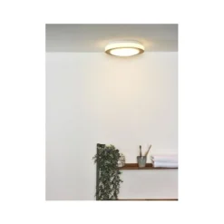 Lucide DIMY - Plafonnière Badkamer - Ø 28,6 cm - LED Dimb. - 1x12W 3000K - IP21 - 3 StepDim - Licht hout