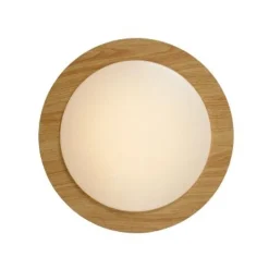 Lucide DIMY - Plafonnière Badkamer - Ø 28,6 cm - LED Dimb. - 1x12W 3000K - IP21 - 3 StepDim - Licht hout