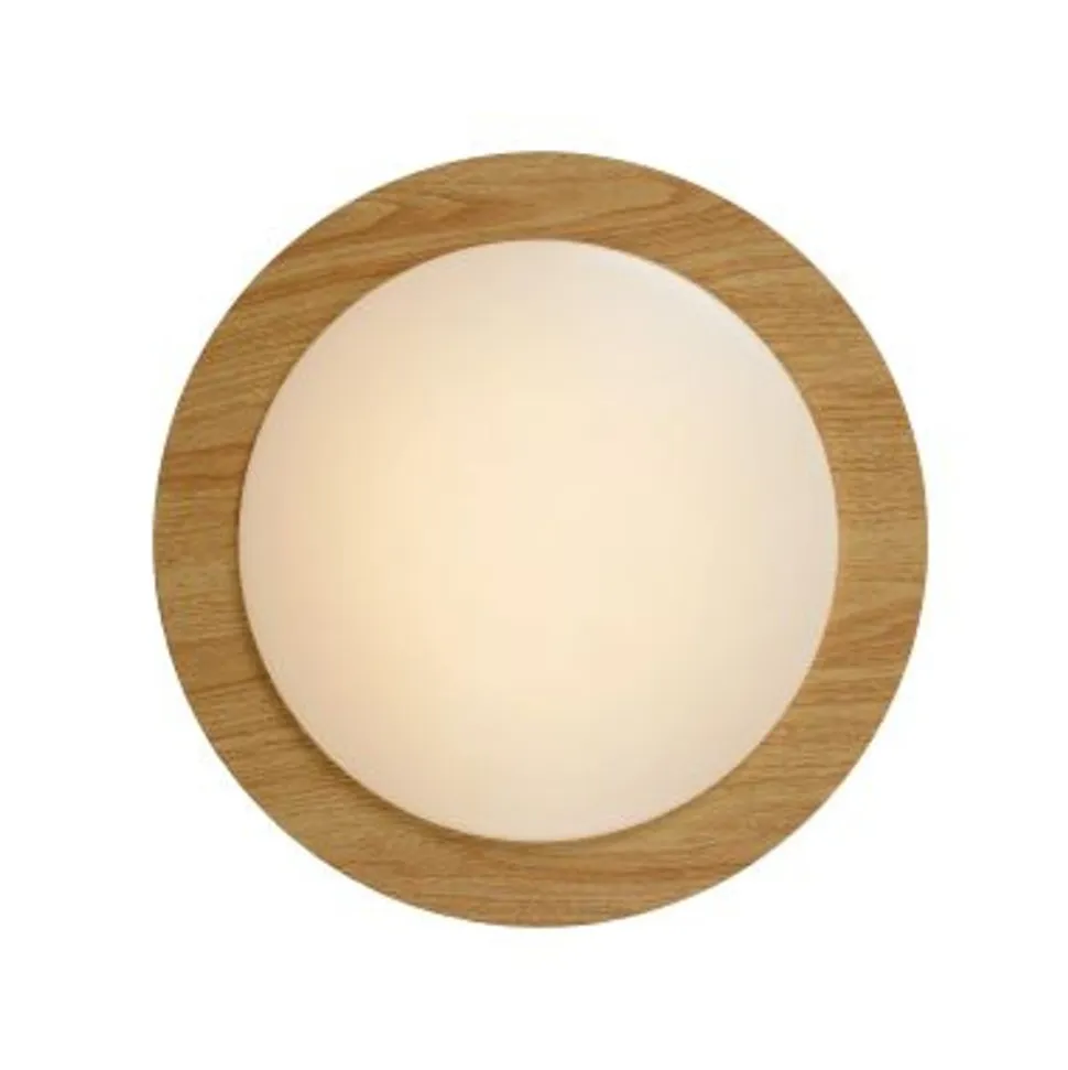 Lucide DIMY - Plafonnière Badkamer - Ø 28,6 cm - LED Dimb. - 1x12W 3000K - IP21 - 3 StepDim - Licht hout