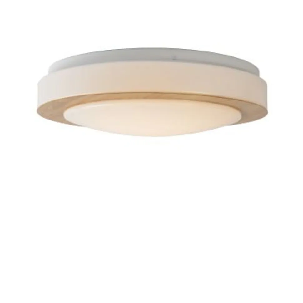 Lucide DIMY - Plafonnière Badkamer - Ø 28,6 cm - LED Dimb. - 1x12W 3000K - IP21 - 3 StepDim - Licht hout