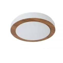 Lucide DIMY - Plafonnière Badkamer - Ø 28,6 cm - LED Dimb. - 1x12W 3000K - IP21 - 3 StepDim - Hout
