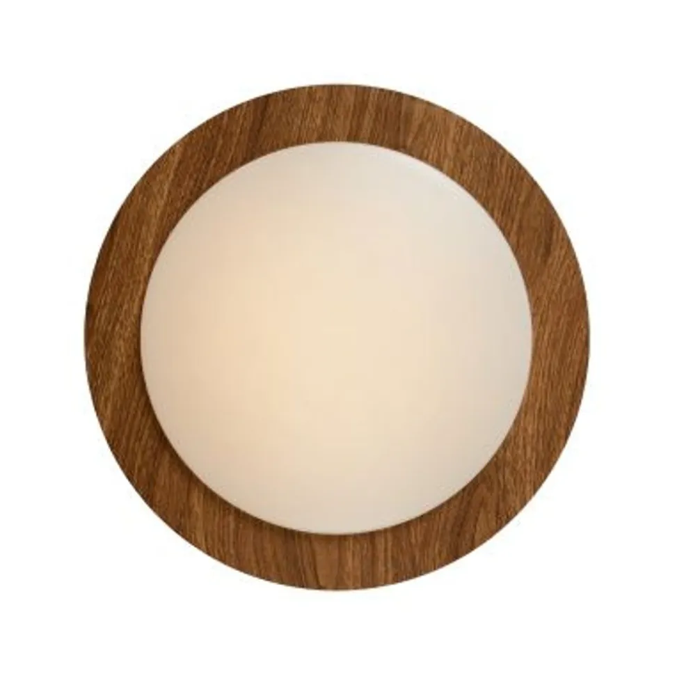 Lucide DIMY - Plafonnière Badkamer - Ø 28,6 cm - LED Dimb. - 1x12W 3000K - IP21 - 3 StepDim - Hout
