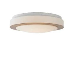 Lucide DIMY - Plafonnière Badkamer - Ø 28,6 cm - LED Dimb. - 1x12W 3000K - IP21 - 3 StepDim - Hout