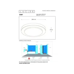 Lucide DIMY - Plafonnière Badkamer - Ø 28,6 cm - LED Dimb. - 1x12W 3000K - IP21 - 3 StepDim - Hout