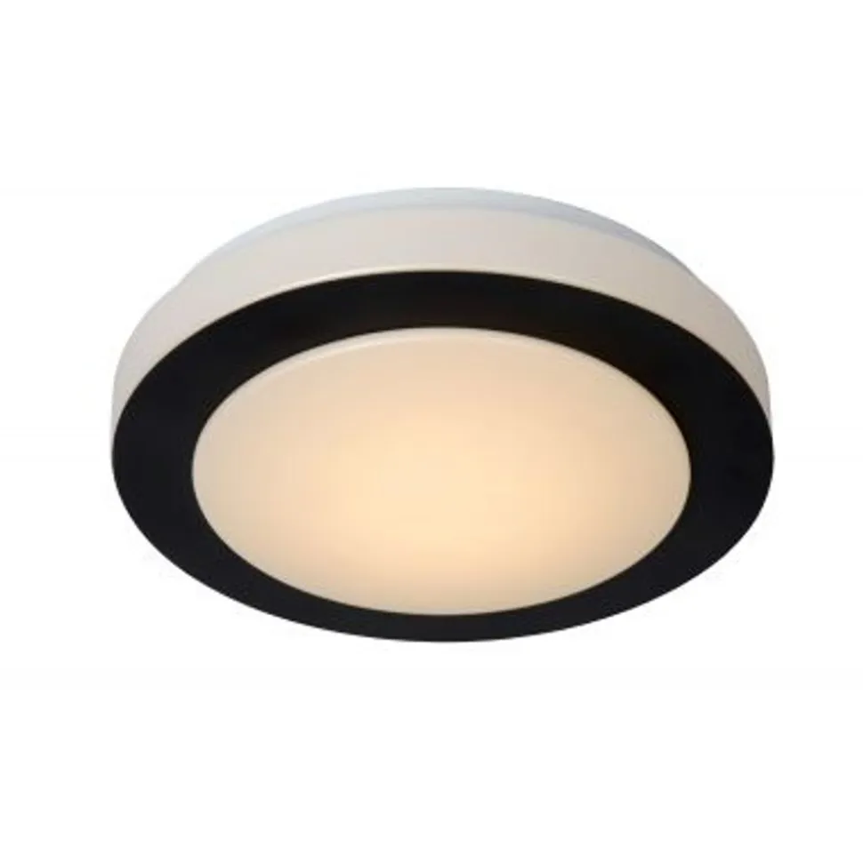 Lucide DIMY - Plafonnière Badkamer - Ø 28,6 cm - LED Dimb. - 1x12W 3000K - IP21 - 3 StepDim - Zwart