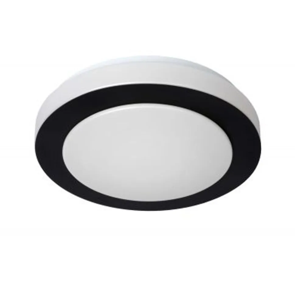 Lucide DIMY - Plafonnière Badkamer - Ø 28,6 cm - LED Dimb. - 1x12W 3000K - IP21 - 3 StepDim - Zwart