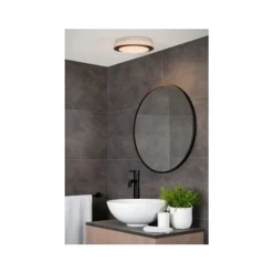 Lucide DIMY - Plafonnière Badkamer - Ø 28,6 cm - LED Dimb. - 1x12W 3000K - IP21 - 3 StepDim - Zwart