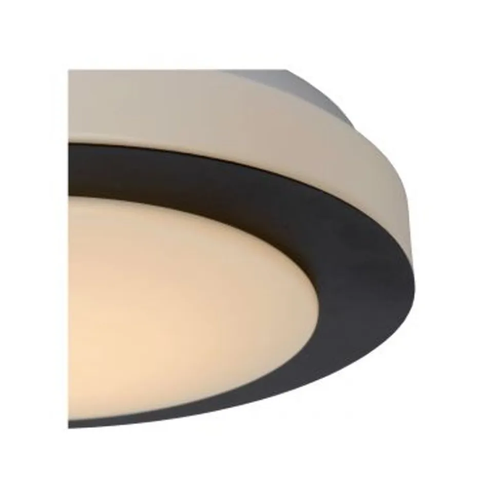 Lucide DIMY - Plafonnière Badkamer - Ø 28,6 cm - LED Dimb. - 1x12W 3000K - IP21 - 3 StepDim - Zwart