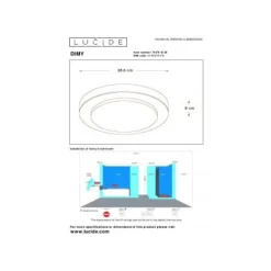 Lucide DIMY - Plafonnière Badkamer - Ø 28,6 cm - LED Dimb. - 1x12W 3000K - IP21 - 3 StepDim - Zwart