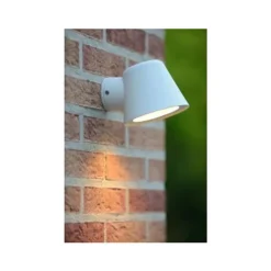 Lucide DINGO-LED - Wandlamp Buiten - LED Dimb. - GU10 - 1x5W 3000K - IP44 - Wit Lucide