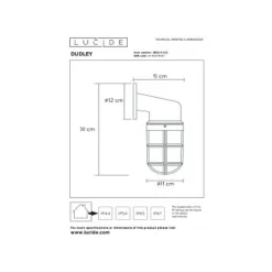 Lucide DUDLEY - Wandlamp Buiten - 1xE27 - IP65 - Mat Goud / Messing