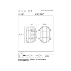 Lucide DUDLEY - Wandlamp Buiten - 1xE27 - IP65 - Zwart