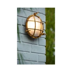 Lucide DUDLEY - Wandlamp Buiten - Ø 25 cm - 1xE27 - IP65 - Mat Goud / Messing