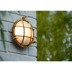 Lucide DUDLEY - Wandlamp Buiten - Ø 25 cm - 1xE27 - IP65 - Mat Goud / Messing