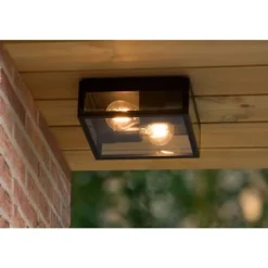 Lucide DUKAN - Plafonnière Buiten - 2xE27 - IP65 - Zwart