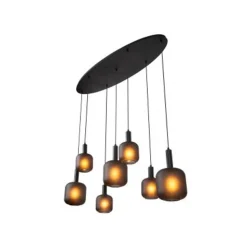 Lucide ELOISE Hanglamp-Zwart-7xE27-40W-Glas
