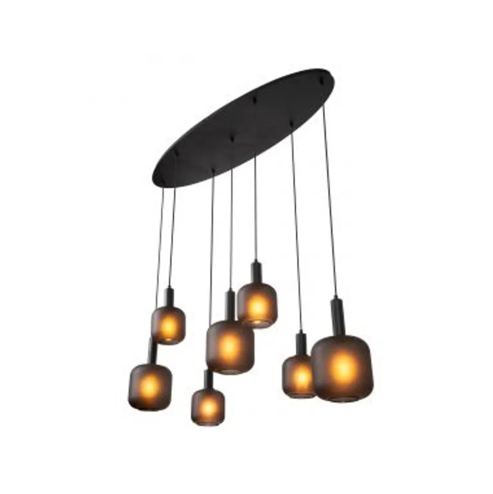 Lucide ELOISE Hanglamp-Zwart-7xE27-40W-Glas